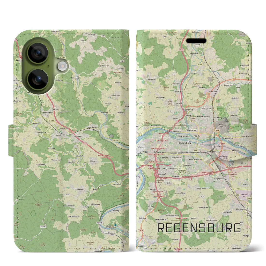【レーゲンスブルク(ドイツ)】地図柄iPhoneケース(手帳タイプ)モノトーン・iPhone 17 Pro Max 用