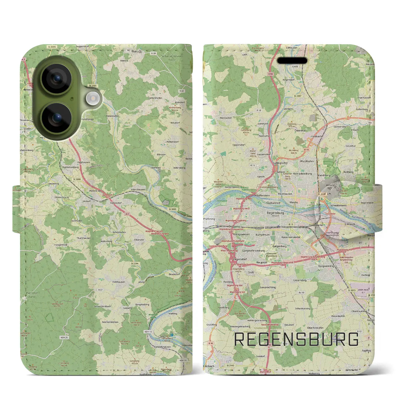 【レーゲンスブルク（ドイツ）】地図柄iPhoneケース（手帳タイプ）