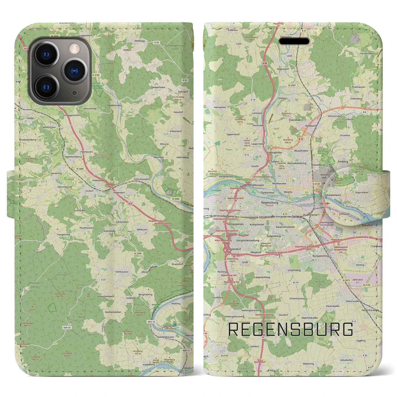 【レーゲンスブルク（ドイツ）】地図柄iPhoneケース（手帳タイプ）