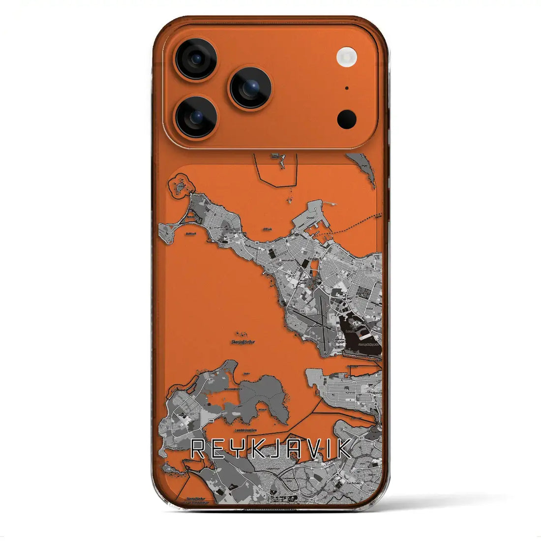 【レイキャヴィーク(アイスランド)】地図柄iPhoneケース(クリアタイプ)モノトーン・iPhone 17 Pro Max 用