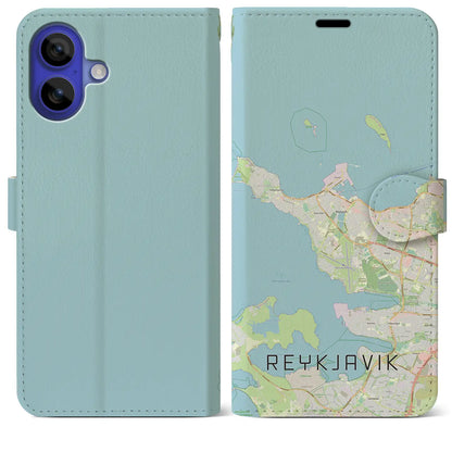 【レイキャヴィーク（アイスランド）】地図柄iPhoneケース（手帳タイプ）ナチュラル・iPhone 16 Pro Max 用
