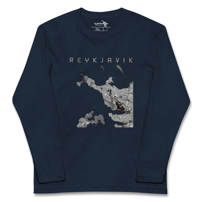 【レイキャヴィーク（アイスランド）】地図柄ロングスリーブTシャツ