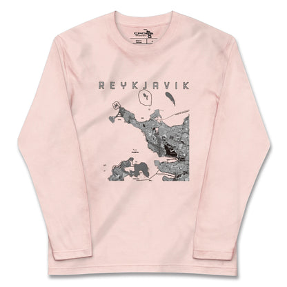 【レイキャヴィーク（アイスランド）】地図柄ロングスリーブTシャツ