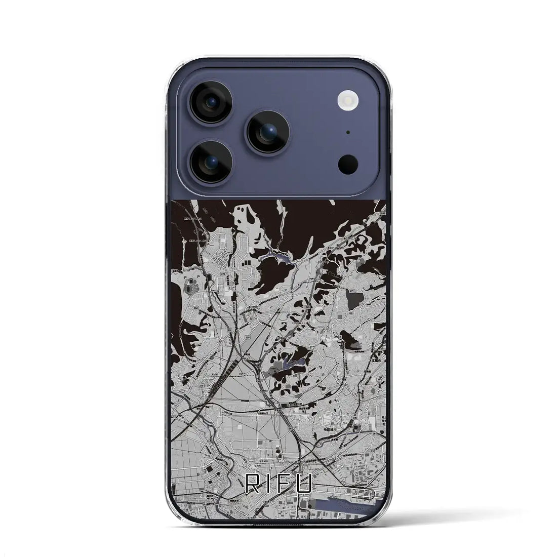 【利府（宮城県）】地図柄iPhoneケース（クリアタイプ）モノトーン・iPhone 17 Pro Max 用
