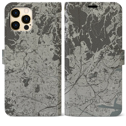 【利府（宮城県）】地図柄iPhoneケース（手帳タイプ）モノトーン・iPhone 12 Pro Max 用