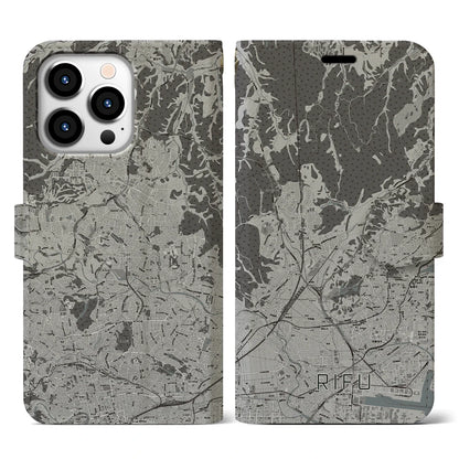 【利府（宮城県）】地図柄iPhoneケース（手帳タイプ）モノトーン・iPhone 13 Pro 用