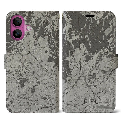 【利府（宮城県）】地図柄iPhoneケース（手帳タイプ）モノトーン・iPhone 16 Pro 用