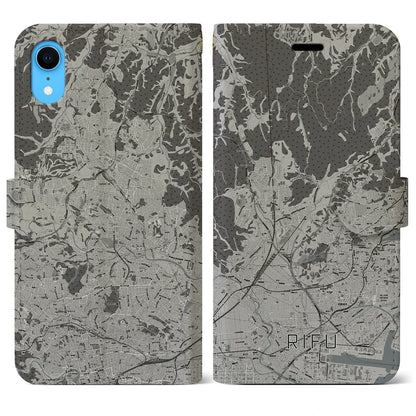 【利府（宮城県）】地図柄iPhoneケース（手帳タイプ）モノトーン・iPhone XR 用