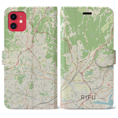 【利府（宮城県）】地図柄iPhoneケース（手帳タイプ）ナチュラル・iPhone 11 用