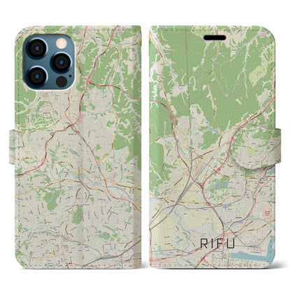 【利府（宮城県）】地図柄iPhoneケース（手帳タイプ）ナチュラル・iPhone 12 / 12 Pro 用