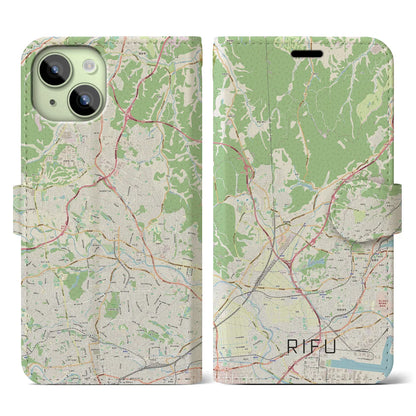 【利府（宮城県）】地図柄iPhoneケース（手帳タイプ）ナチュラル・iPhone 15 用