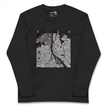 【リガ（ラトビア）】地図柄ロングスリーブTシャツ