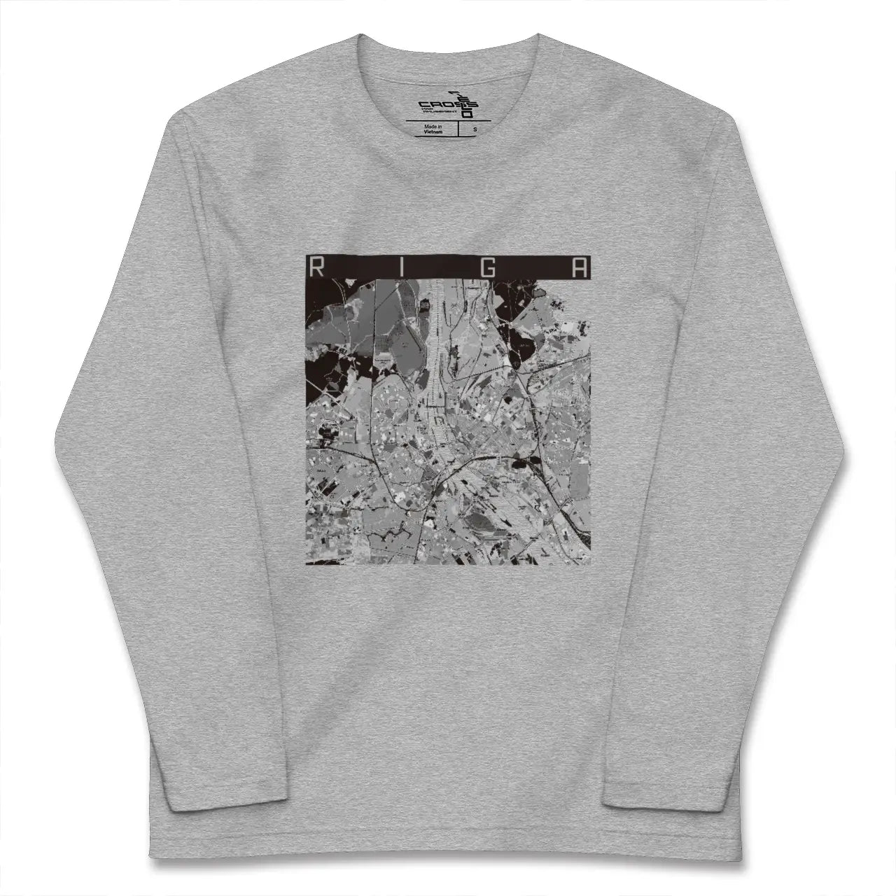 【リガ（ラトビア）】地図柄ロングスリーブTシャツ