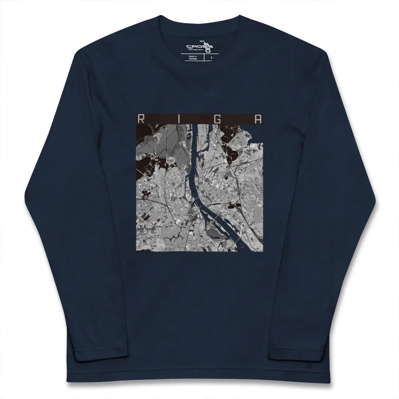 【リガ（ラトビア）】地図柄ロングスリーブTシャツ