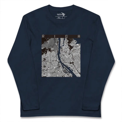 【リガ（ラトビア）】地図柄ロングスリーブTシャツ