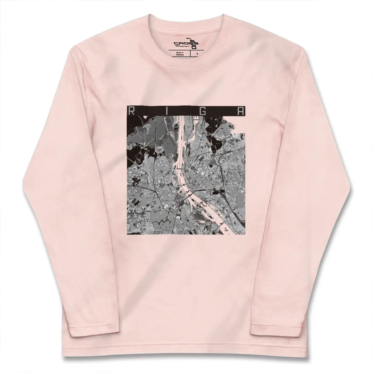 【リガ（ラトビア）】地図柄ロングスリーブTシャツ