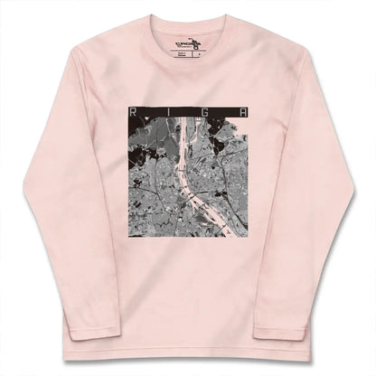 【リガ（ラトビア）】地図柄ロングスリーブTシャツ