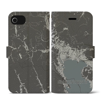 【陸前高田（岩手県）】地図柄iPhoneケース（手帳タイプ）モノトーン・iPhone SE（第3 / 第2世代） / 8 / 7 / 6s / 6 用