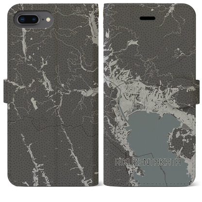 【陸前高田（岩手県）】地図柄iPhoneケース（手帳タイプ）モノトーン・iPhone 8Plus /7Plus / 6sPlus / 6Plus 用