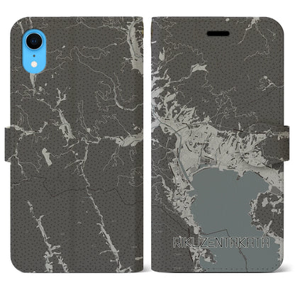 【陸前高田（岩手県）】地図柄iPhoneケース（手帳タイプ）モノトーン・iPhone XR 用