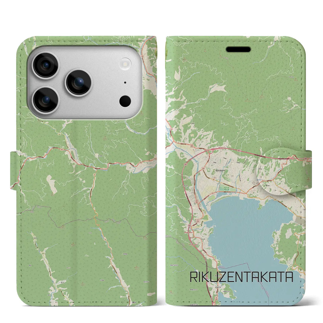 【陸前高田（岩手県）】地図柄iPhoneケース（手帳タイプ）ナチュラル・iPhone 17 Pro Max 用