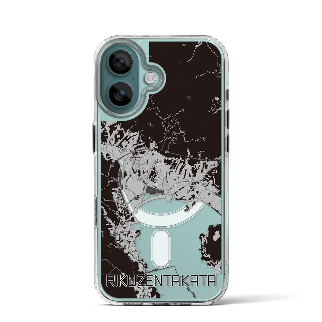 【陸前高田（岩手県）】地図柄iPhoneケース（MagSafeタイプ）モノトーン・iPhone 16 Pro 用