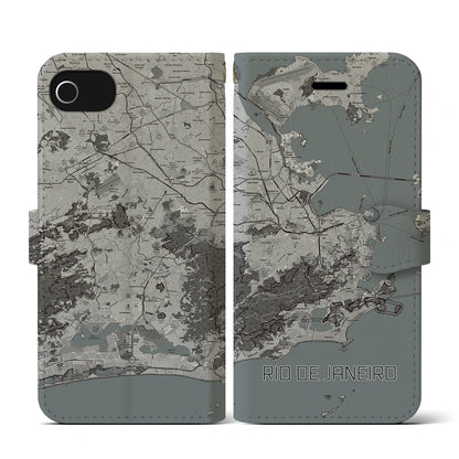 【リオデジャネイロ（ブラジル）】地図柄iPhoneケース（手帳タイプ）モノトーン・iPhone SE（第3 / 第2世代） / 8 / 7 / 6s / 6 用