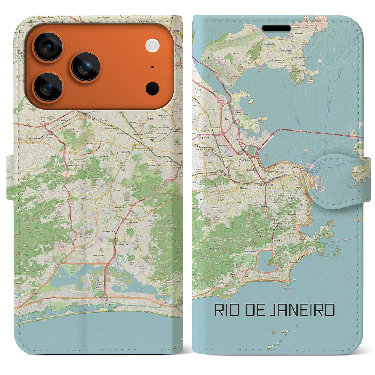 【リオデジャネイロ（ブラジル）】地図柄iPhoneケース（手帳タイプ）