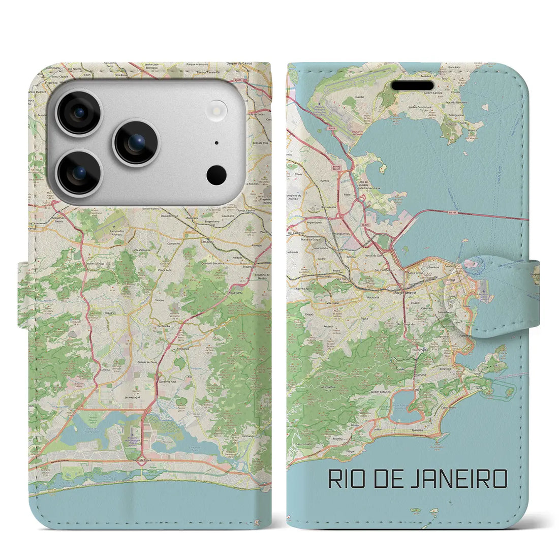 【リオデジャネイロ（ブラジル）】地図柄iPhoneケース（手帳タイプ）ナチュラル・iPhone 17 Pro Max 用