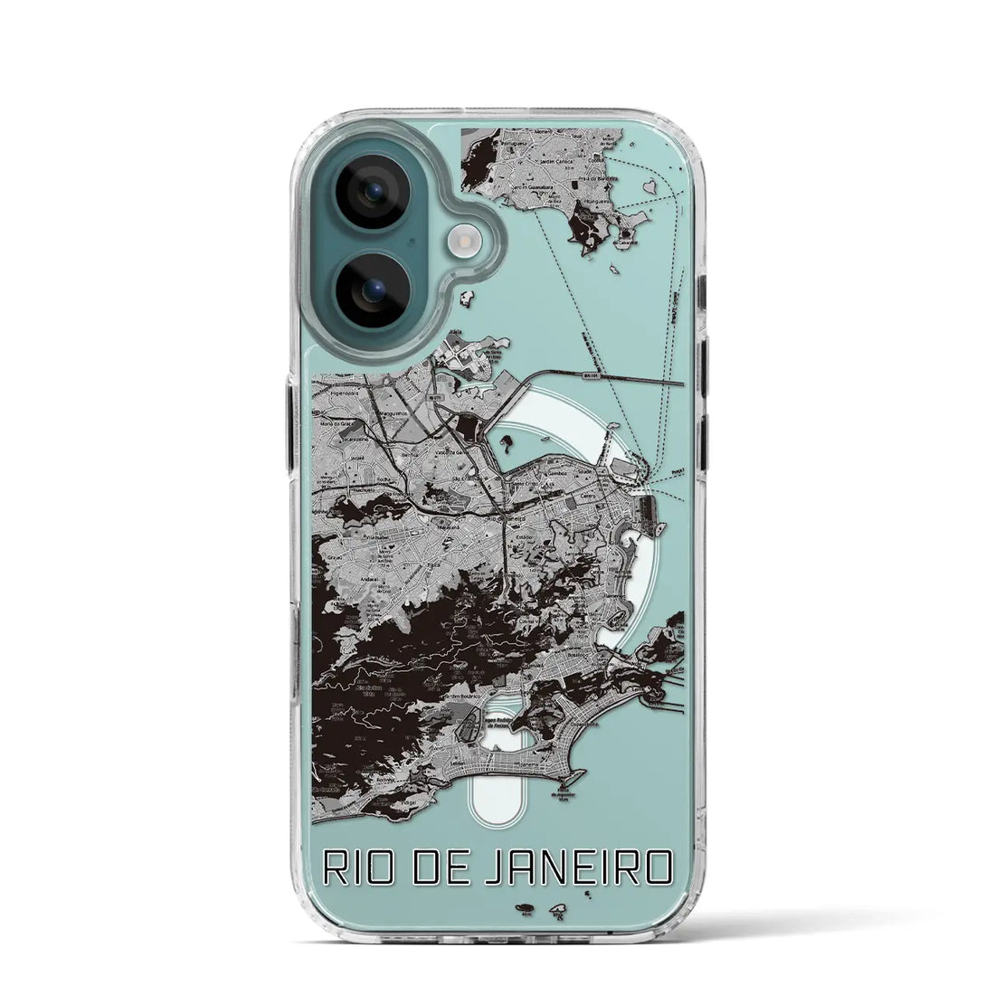 【リオデジャネイロ（ブラジル）】地図柄iPhoneケース（MagSafeタイプ）モノトーン・iPhone 16 Pro 用