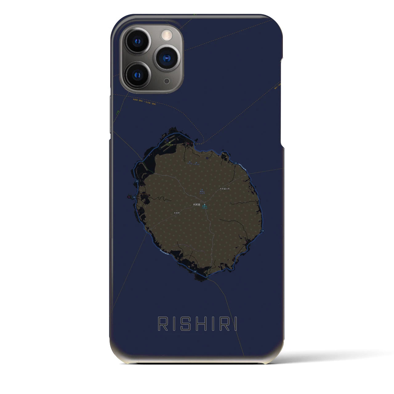 【利尻（北海道）】地図柄iPhoneケース（バックカバータイプ）