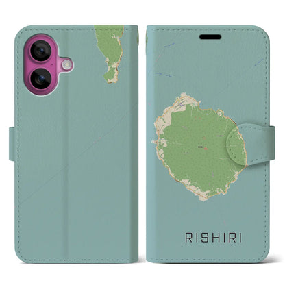 【利尻（北海道）】地図柄iPhoneケース（手帳タイプ）ナチュラル・iPhone 16 Pro 用