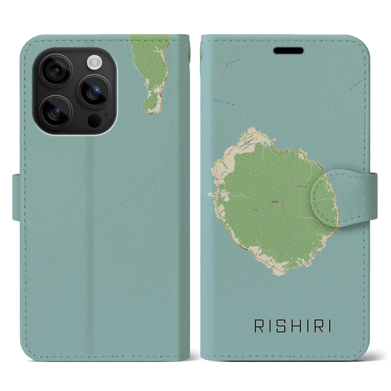 【利尻（北海道）】地図柄iPhoneケース（手帳タイプ）ナチュラル・iPhone 16 用