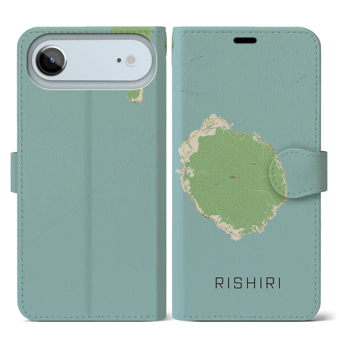 【利尻（北海道）】地図柄iPhoneケース（手帳タイプ）ナチュラル・iPhone 17 Pro Max 用