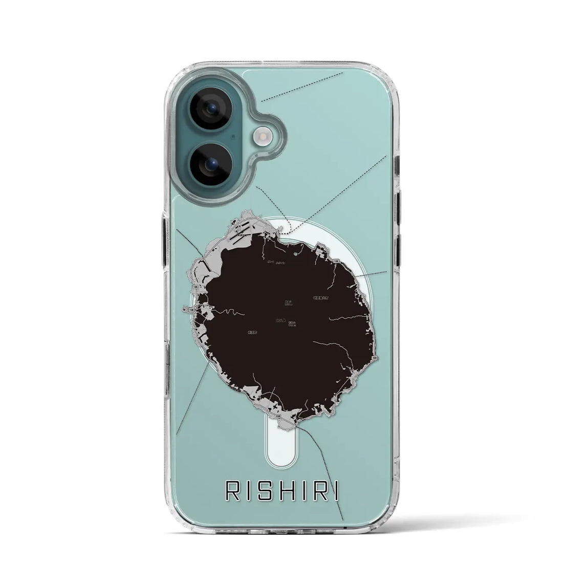 【利尻（北海道）】地図柄iPhoneケース（MagSafeタイプ）モノトーン・iPhone 16 Pro 用