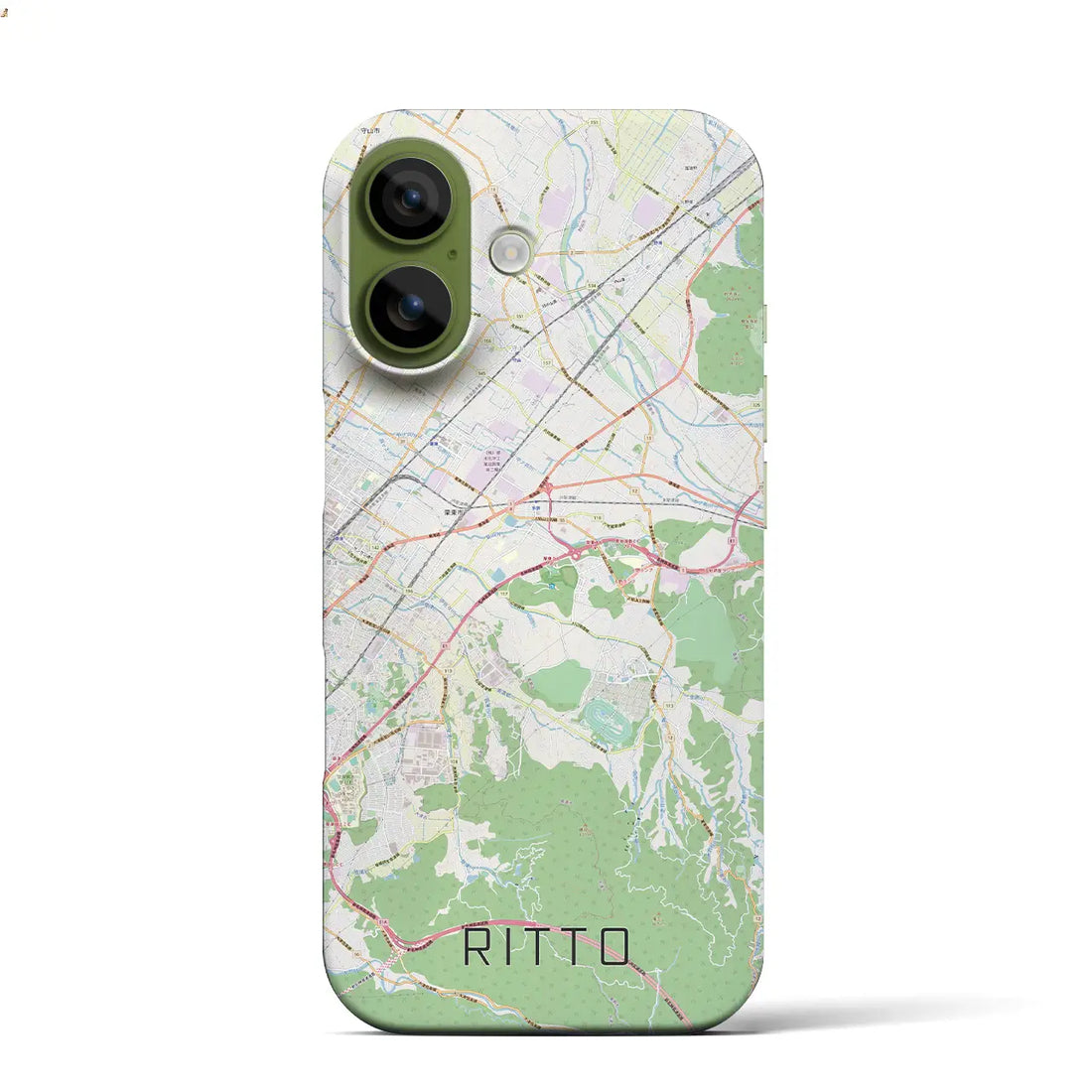 【栗東（滋賀県）】地図柄iPhoneケース（バックカバータイプ）ブラック・iPhone 17 Pro Max 用