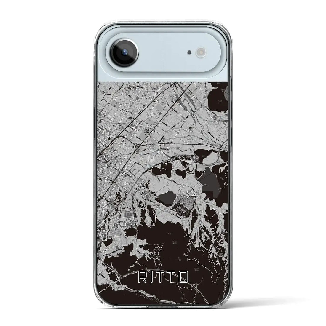 【栗東(滋賀県)】地図柄iPhoneケース(クリアタイプ)モノトーン・iPhone 17 Pro Max 用