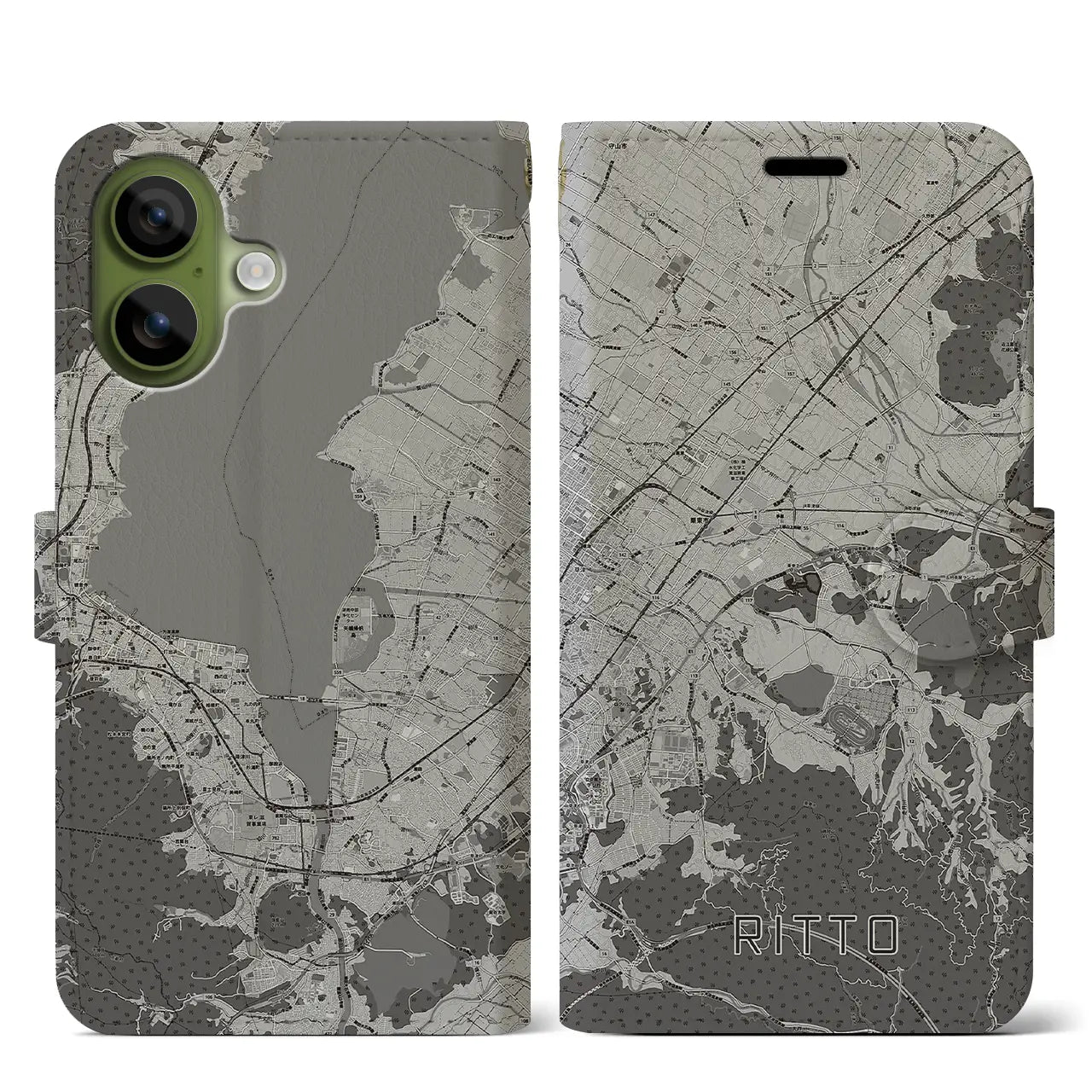 【栗東（滋賀県）】地図柄iPhoneケース（手帳タイプ）