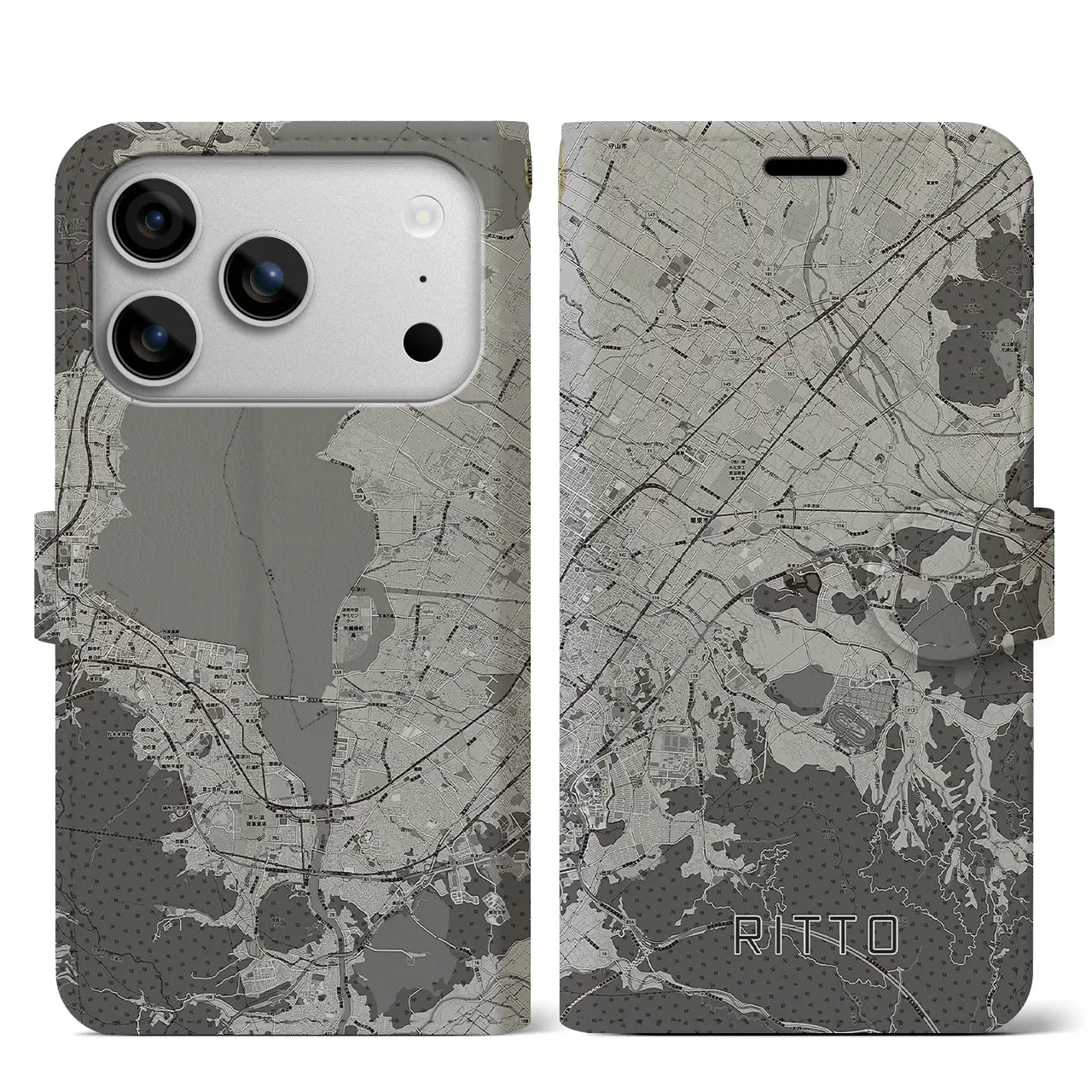 【栗東（滋賀県）】地図柄iPhoneケース（手帳タイプ）