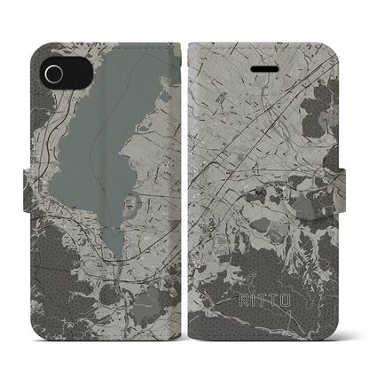 【栗東（滋賀県）】地図柄iPhoneケース（手帳タイプ）モノトーン・iPhone SE（第3 / 第2世代） / 8 / 7 / 6s / 6 用