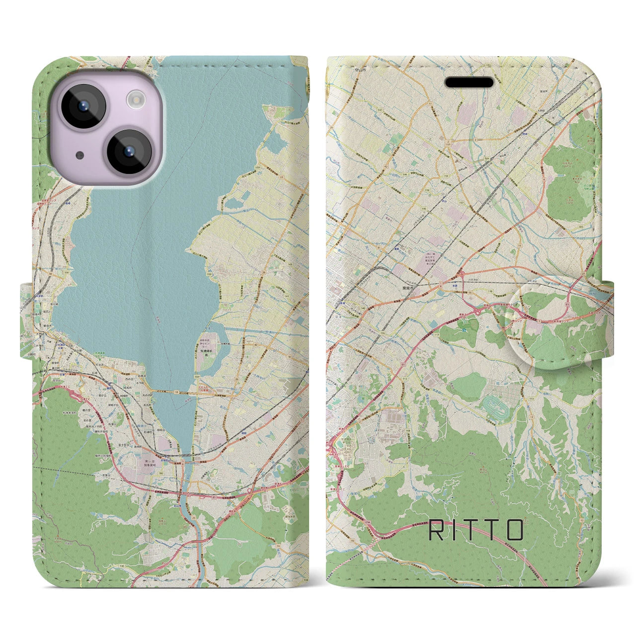 【栗東（滋賀県）】地図柄iPhoneケース（手帳タイプ）