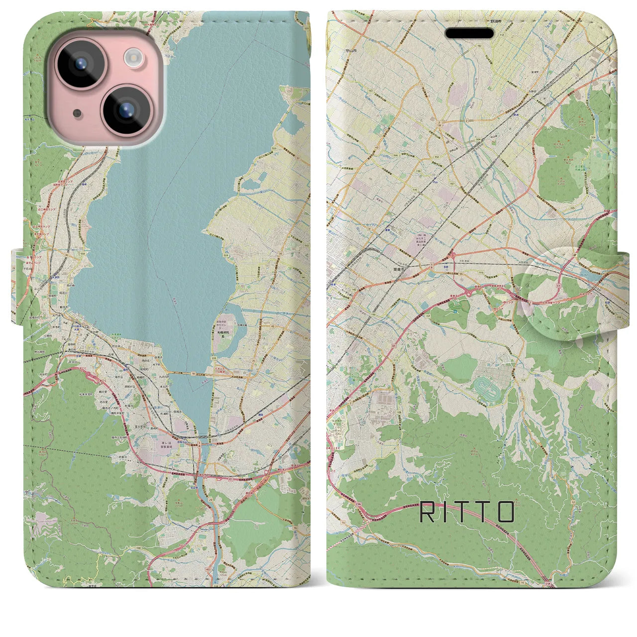 【栗東（滋賀県）】地図柄iPhoneケース（手帳タイプ）