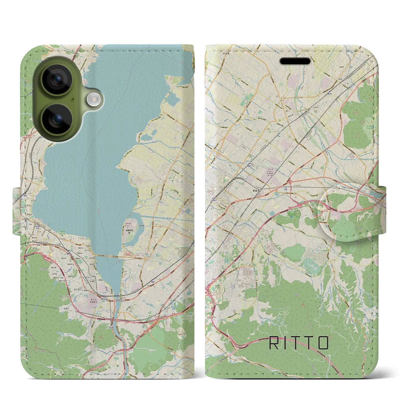 【栗東（滋賀県）】地図柄iPhoneケース（手帳タイプ）