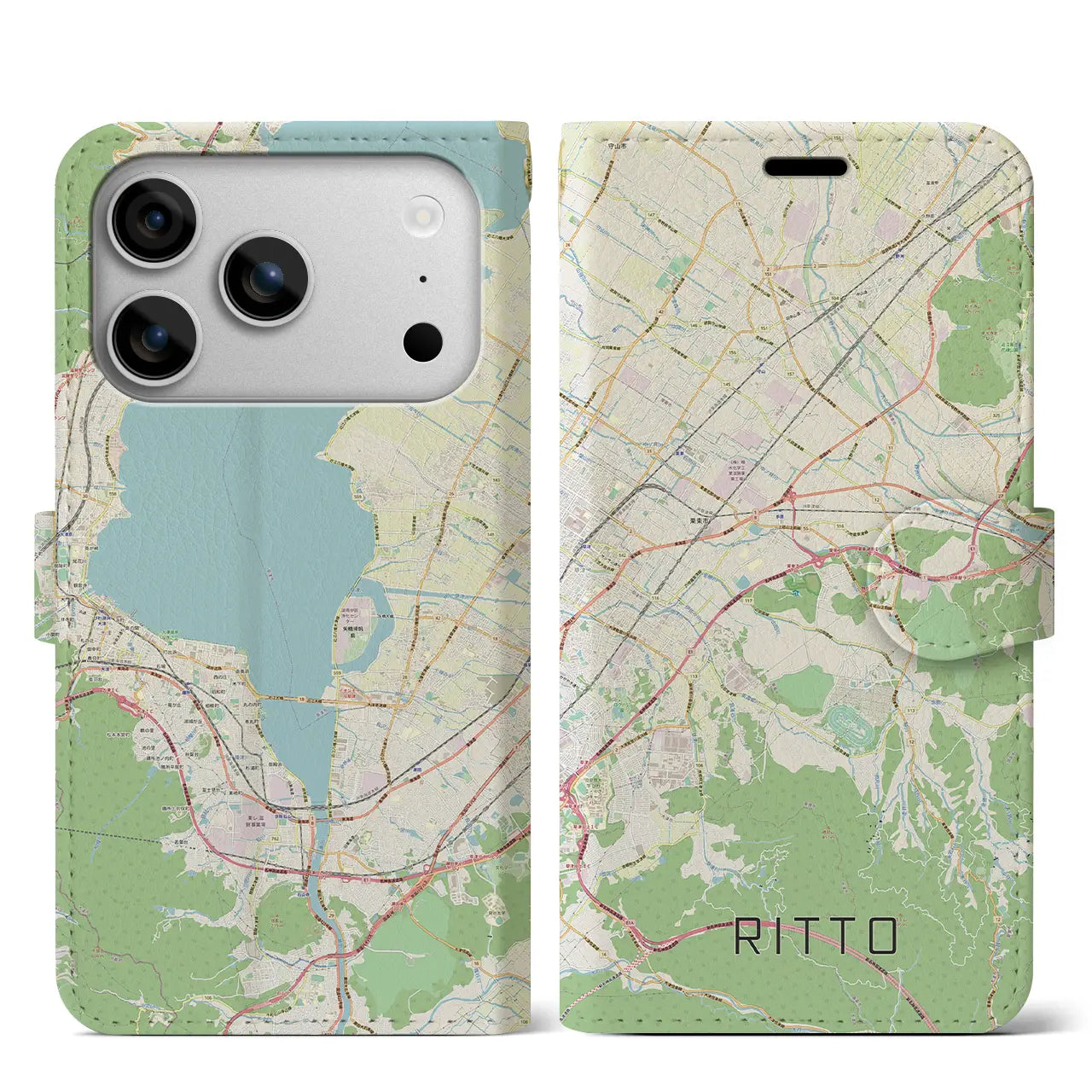 【栗東（滋賀県）】地図柄iPhoneケース（手帳タイプ）