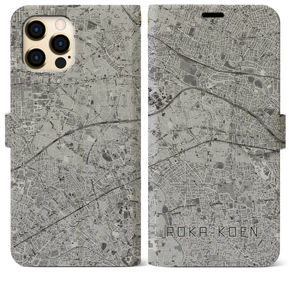 【芦花公園（東京都）】地図柄iPhoneケース（手帳タイプ）モノトーン・iPhone 12 Pro Max 用