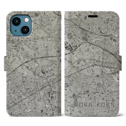 【芦花公園（東京都）】地図柄iPhoneケース（手帳タイプ）モノトーン・iPhone 13 用