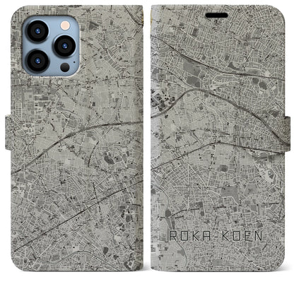 【芦花公園（東京都）】地図柄iPhoneケース（手帳タイプ）モノトーン・iPhone 13 Pro Max 用