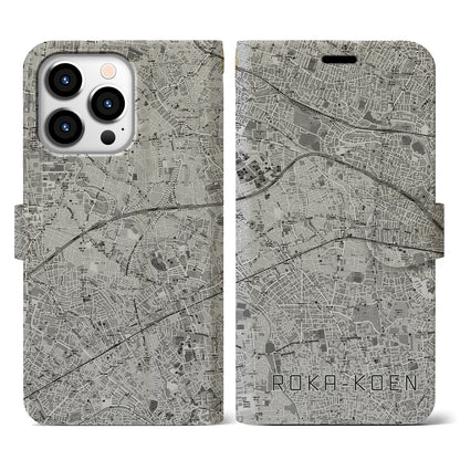 【芦花公園（東京都）】地図柄iPhoneケース（手帳タイプ）モノトーン・iPhone 13 Pro 用