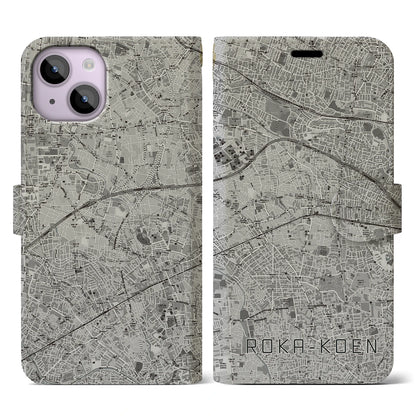 【芦花公園（東京都）】地図柄iPhoneケース（手帳タイプ）モノトーン・iPhone 14 用