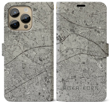 【芦花公園（東京都）】地図柄iPhoneケース（手帳タイプ）モノトーン・iPhone 14 Pro Max 用